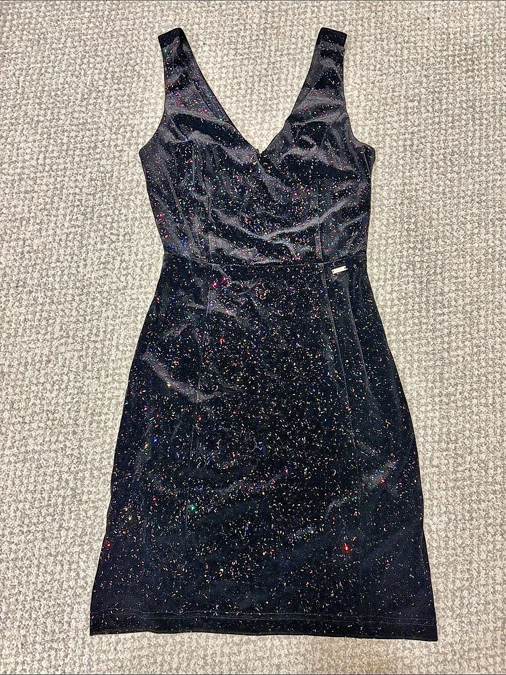 Armani Exchange Black Confetti Velvet Mini Dress Size XS Like New